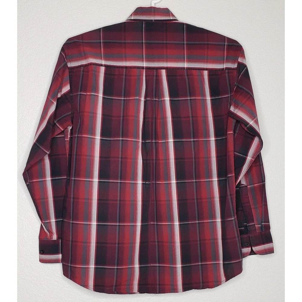 Gunnison Creek Outfitters Mens Shirt Medium Red Gray Plaid Button Front Collared